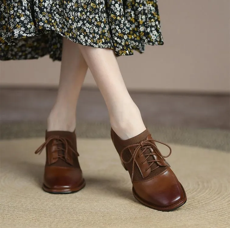 Yyvonne British Wind High Heel Deep Mouth Single Shoes Women In The Autumn Of 2025 New Retro Fashion Coarse Lace Leather Shoes