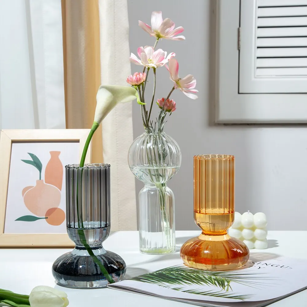 INS Creative Colorful Special-shaped Glass Vases for Decoration Table Decoration Living Room Nordic Home Decoration Flower Vases