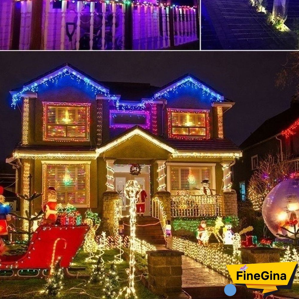 Christmas Garland 400LED Curtain Icicle String Lights Wedding Mariage Decoration Xmas Navidad Garland LED Light Strip Garden Street Mall Eaves Outdoor Decorative Fairy Light 2 Style
