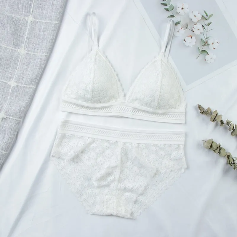 Women Lace Bra Sets Seamless Underwear Backless Vest Sexy Panties Padded Ultrathin Bralette Female Lingerie Briefs Intimates