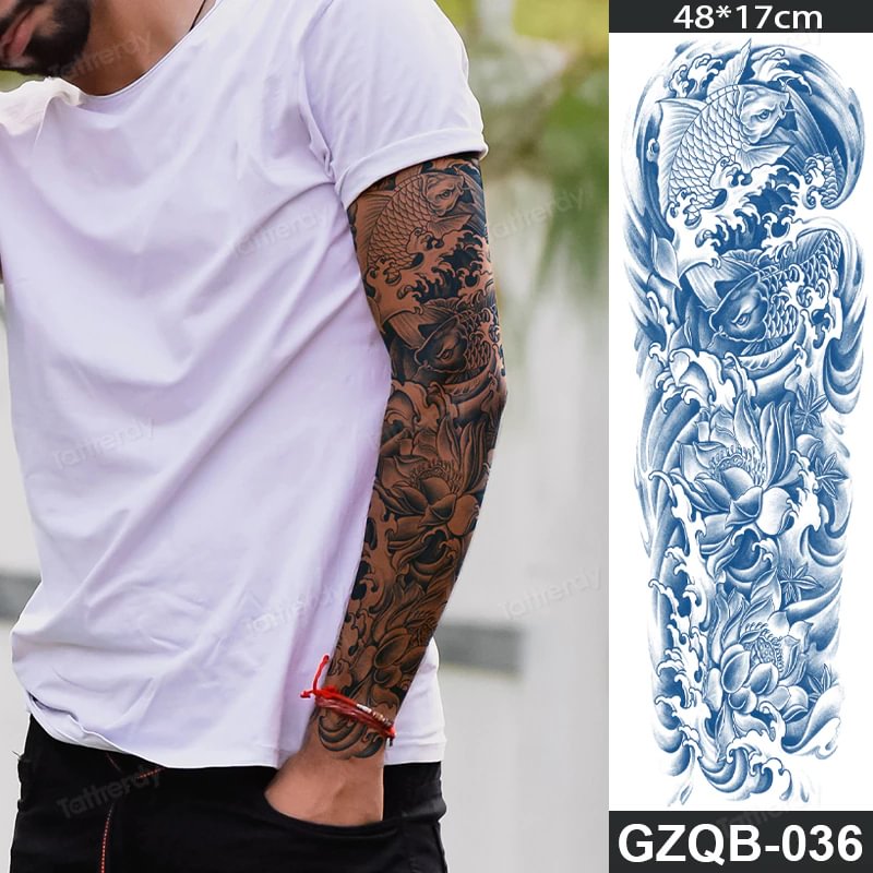 Sdrawing transfer tattoo fake large size full arm tattoo sleeve juice ink long lasting waterproof temporary tattoos men body art