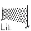 [US Local Warehouse] Retractable Outdoor Fence Expandable Barricade with Casters Free Standing Safety Barrier 0-180 Degree Rotating Folding Safety Gate Railing for Garage Home  (Dark Brown 61 in-11 Feet H-L)