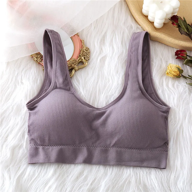 Women Tops Camisole Push Up Tank Crop Tops Padded Female Sexy Bralette Streetwear Cami Girls Lounge Solid Color Wirefree Tops