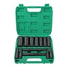 15pcs Electric Wrench Sleeve Head with Portable Storage Case 8-32mm Black Finish