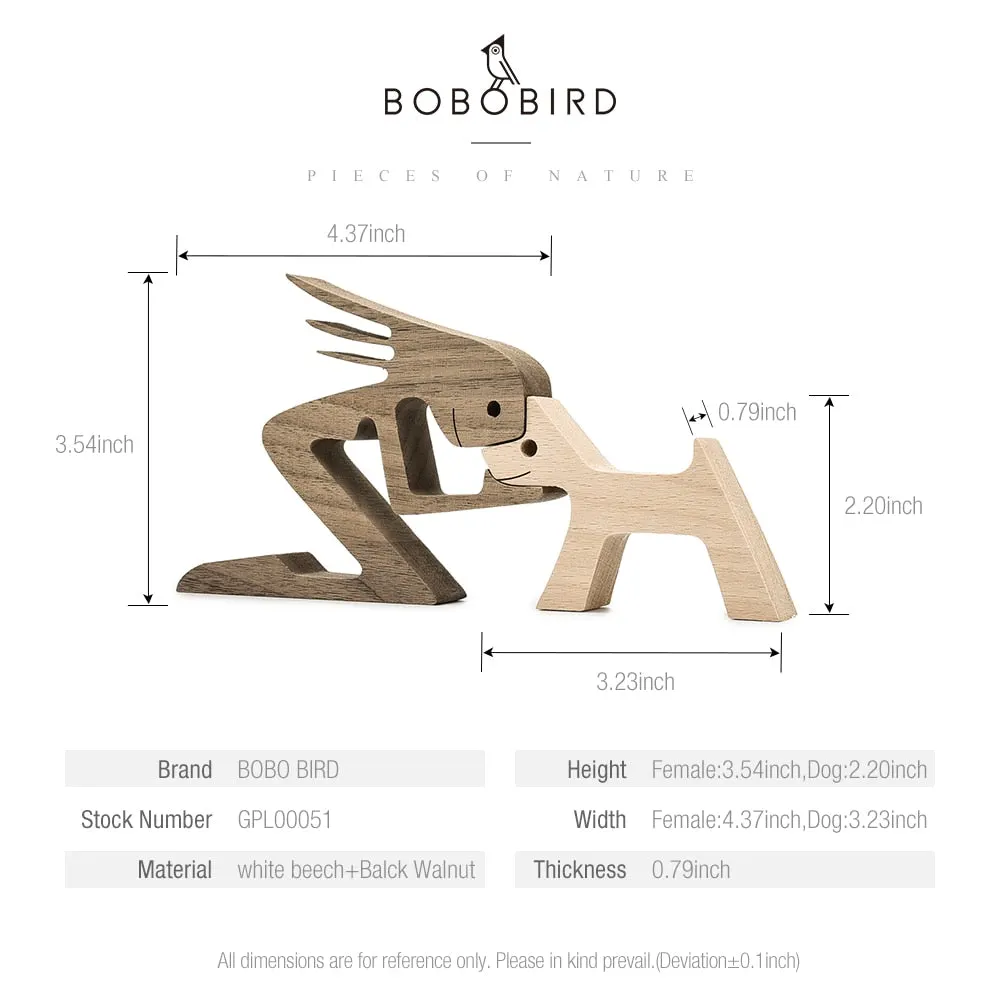 Puppy Family Wood Dog Carving Ornament Christmas Decoration Home Decor Figurine Desktop Table Sculptures For Dog Pet Lover Gifts