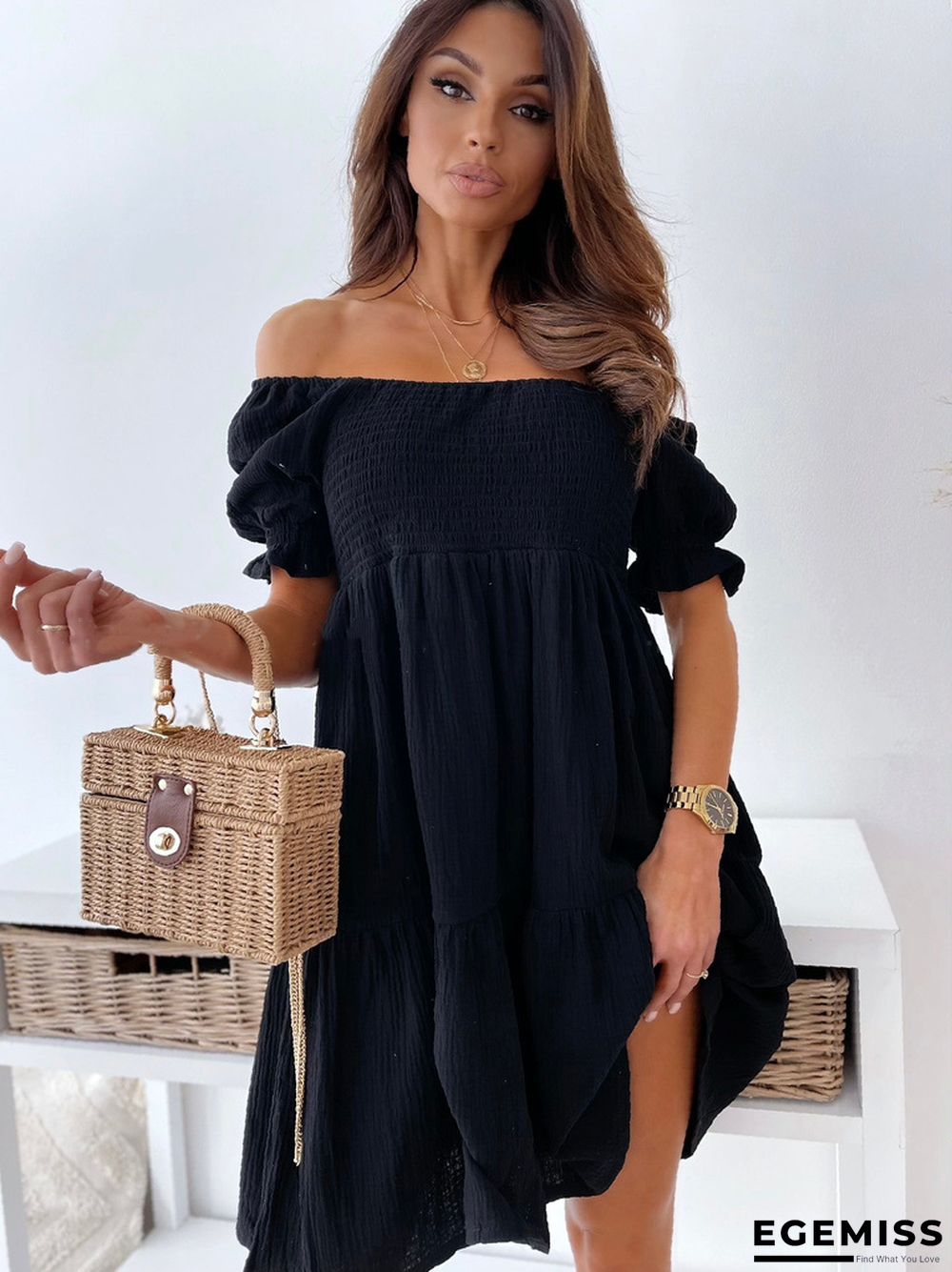 Backless Off Shoulder Long Dress Black Dresses | EGEMISS