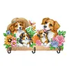 Wooden Special Shaped Warm Dog Family Diamond Art Craft Wall Hooks Home Decor