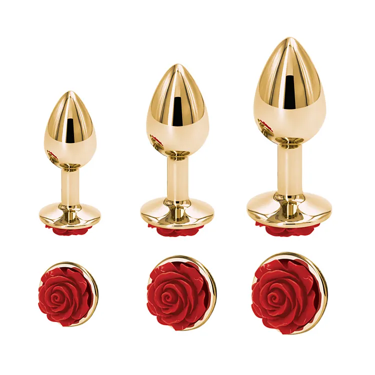 Crystal Heart Round Rose Gold Flower Metal Anal Beads Anal Plugs