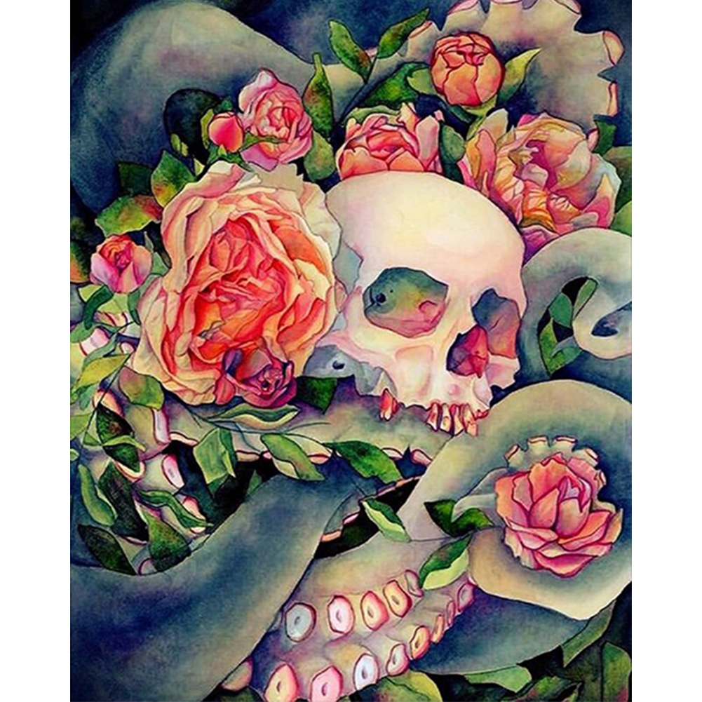 Flower With Skull-Paint by Numbers-30*40cm/40*50cm