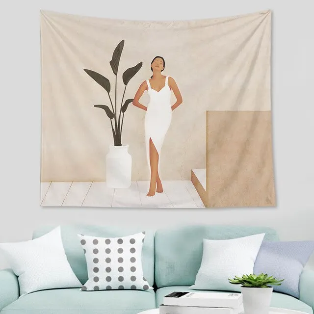 Abstract  nordic Geometric Tapestry Tropic Modern Art Brown Wall Hanging ins Tapestry Decorative Tapestry For Home Decoration