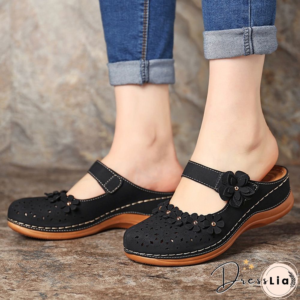 Women Vintage Style Sandals Flats Shoes Summer Casual Shoes Retro Shoes for Women Leather Shoes