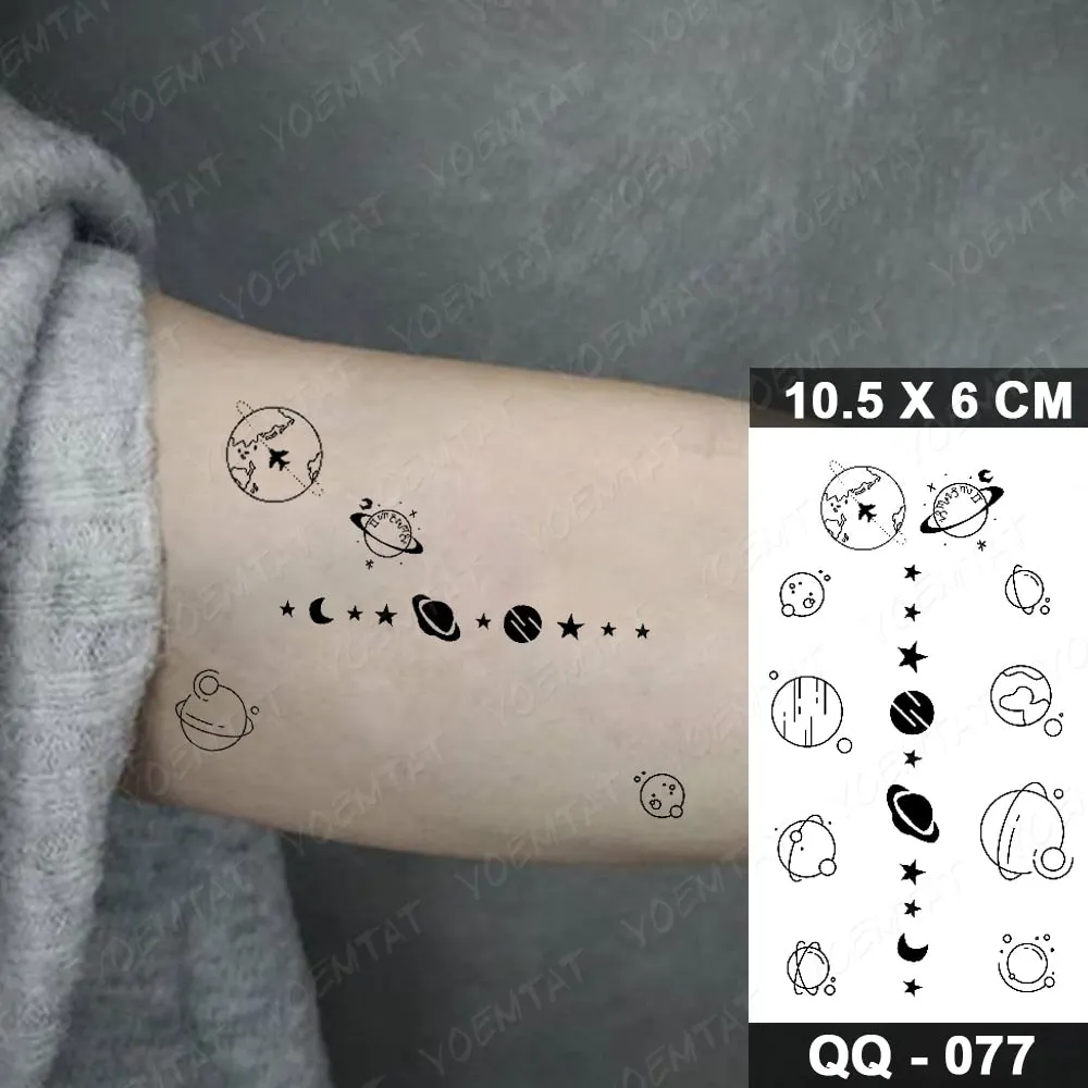 Waterproof Temporary Tattoo Sticker Moon Star Universe Cloud Flash Tatoo Cute Lines Hand Wrist Fake Tatto For Body Art Women Men