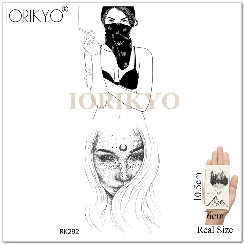 Old School Sexy Water Transfer Tattoo Stickers Women Body Art Drawing Temporary Tattoo Punk Girls Adults Love Waterproof Tatoos