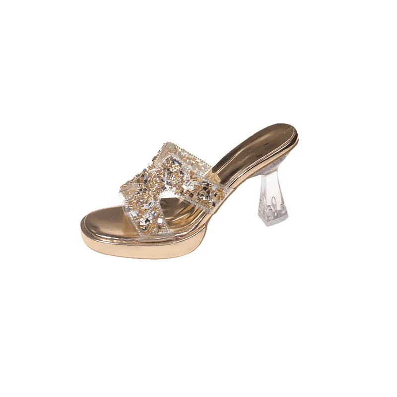 Breakj Breakj Water Drill High Heels Do Not Tired Feet Sandals Temperament Elegant Coarse And Waterproof Waterproof Thick-Soled Slippers Single Shoes Women Shoes
