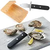 Oyster Knife Shucker Set with Wooden Holder Stainless Steel Oyster Shucking Kit Seafood Tools for Kitchen Restaurant Home Use