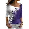 Blusa manga longa floral com decote em V
