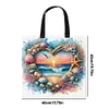Heart-Shaped Beach Scenery-11CT DIY Stamped Cross Stitch Shopping Bag 40*40cm