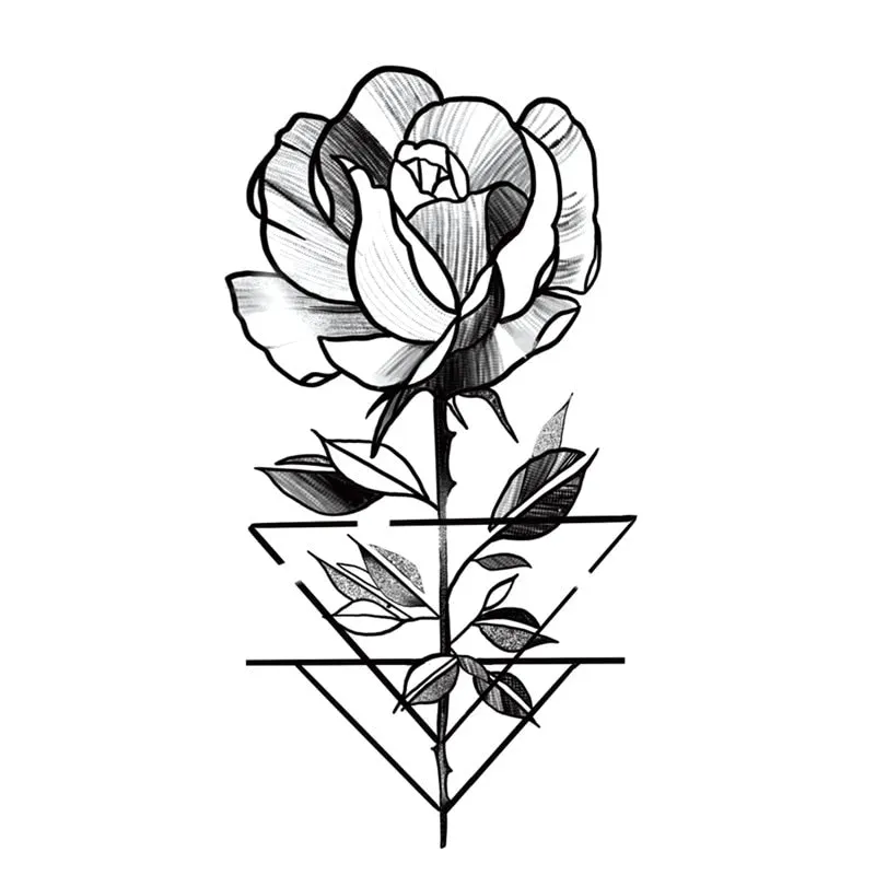 Waterproof Black Temporary Tattoo Stickers Men Women Rose Feather ankle Body Art Water Transfer Tattoos Arm Waist Finger Tatoo
