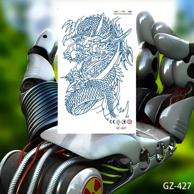 Temporary Tattoo Stickers Dragon Eagle Juice Timberwolves Ink Lasting Waterproof Natural Arm Body Chest Realistic Art Fake Tatoo