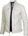 🛒fjackets Męskie kurtki sk&oacute;rzane z prawdziwej sk&oacute;ry jagnięcej &ndash; pikowana kurtka sk&oacute;rzana męska w stylu motocyklowym (Cafe Racer), zapinana na zamek