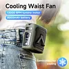 Portable Waist Fan Rechargeable Hands-Free Hanging Neck Fan 100 Speeds 13000RPM with Light for Travel Camping Outdoor Jobsite Sports Golf