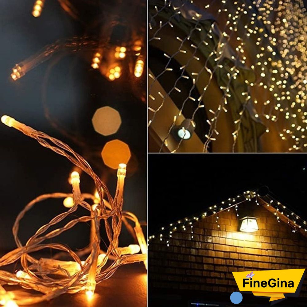 Christmas Garland 400LED Curtain Icicle String Lights Wedding Mariage Decoration Xmas Navidad Garland LED Light Strip Garden Street Mall Eaves Outdoor Decorative Fairy Light 2 Style