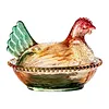 Vintage-Style Glass Hen on Nest Dish with Lid Tabletop Dessert Plate Snack Bowl