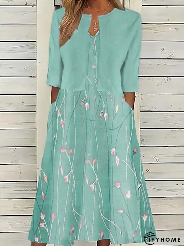 Women's Two Piece Dress Set Casual Dress Print Dress Outdoor Daily Fashion Elegant Pocket Print Midi Dress Crew Neck | IFYHOME