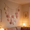 (Finished Product)Macrame Wall Hanging Macrame Leaves Tapestry Wall Hanging Decoration Boho Leaf Feather Tassel Garland Tapestry for Bedroom Living Room Nursery Decor