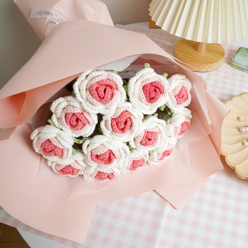 Handcrafted DIY Crochet Rose Kit - Romantic Gradient Yarn Gift