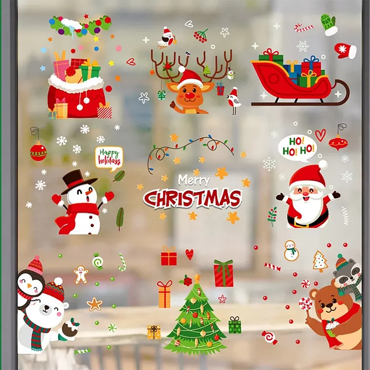 9 Sheet 115 Pcs Christmas Window Clings, Stickers for Glass, Christmas Decorations （2316）