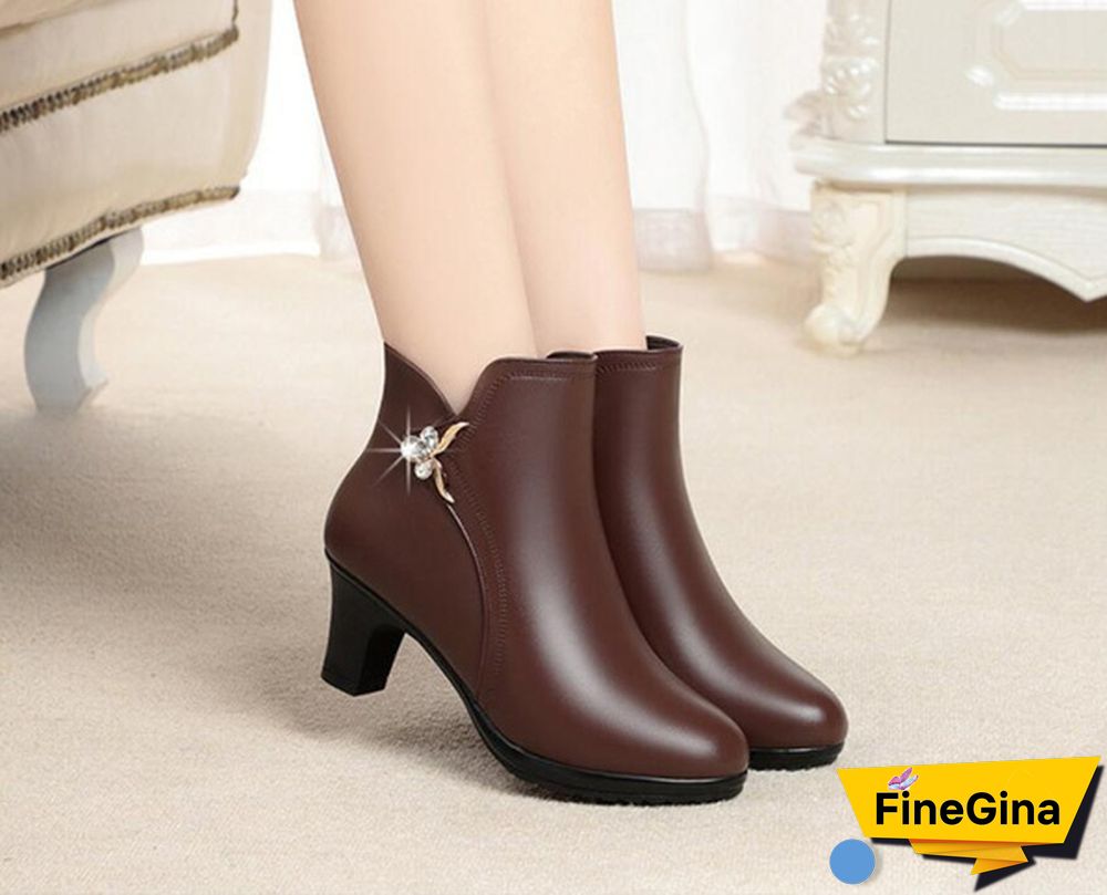 Plush Boots Warm Cotton Shoes Middle Aged and Old Boots Autumn and Winter Women's Shoes Middle Heel Cotton Shoes Women Winter Fashion Boots