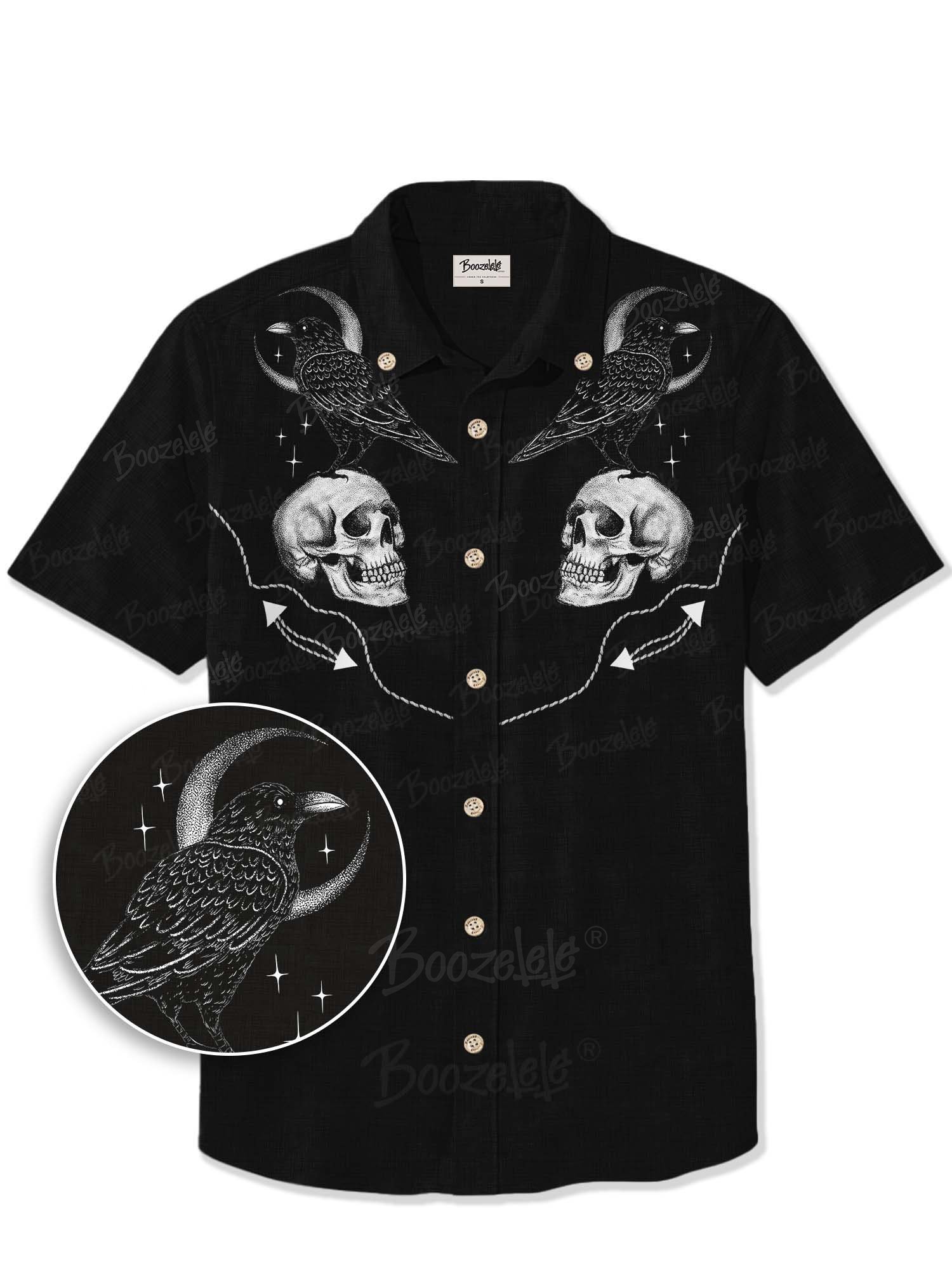 【Clearance】【Embroidery】【Mystic Heart X Boozelele】Crow With Moon  - 100% Cotton Shirt