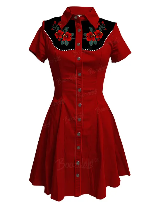 sachin and babi light blue dress Black 1950s Cotton Floral Embroidered Western Style Dress main image 0