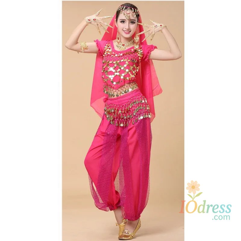 IO Dress Adult Shiny Belly Dance Outfit Women Sequin Top+Pants Costume Set Lady Oriental Indian Dance Arabian Princess Clothes Outfit Set