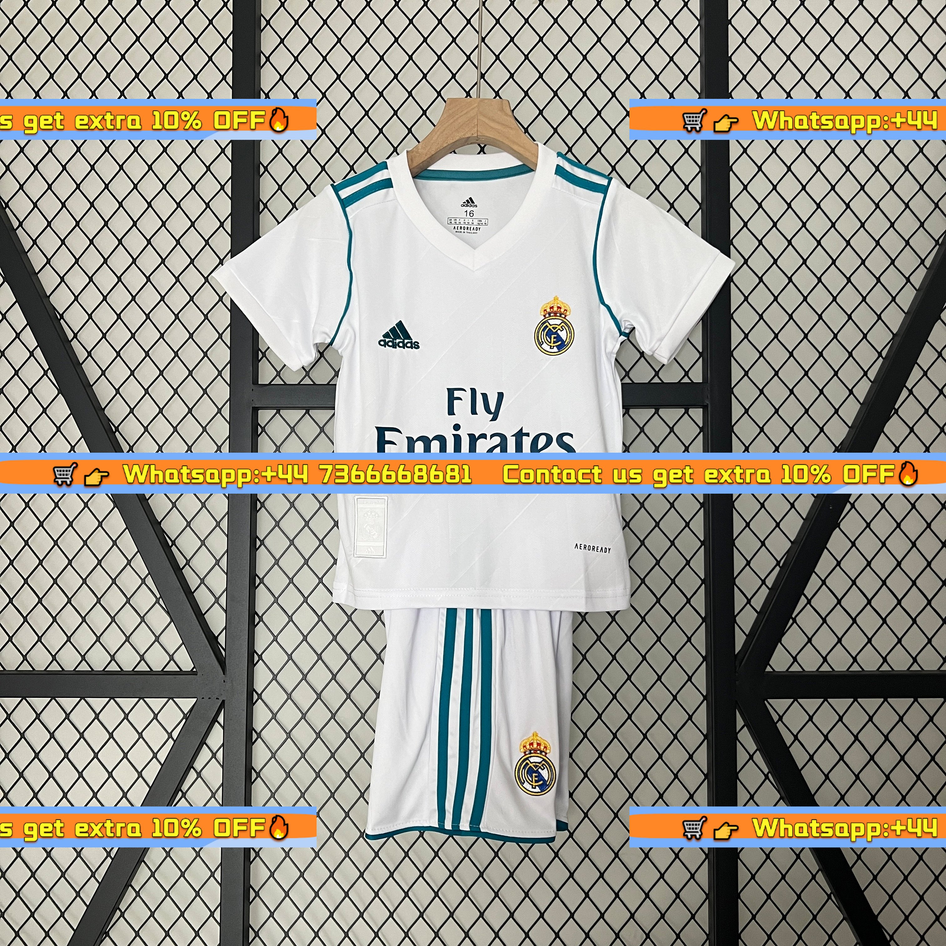 Retro Real Madrid 17-18 Home Stadium Kids Kit