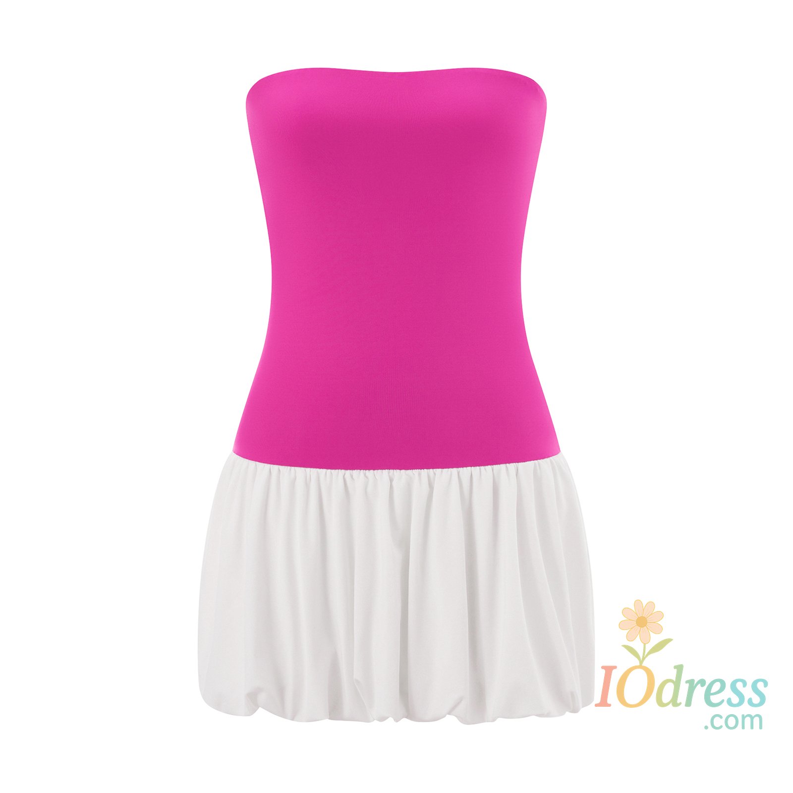 IO Dress Women Sleeveless Strapless Mini Dress Summer Solid Color Puff Bubble Party Club Dress for Cocktail Beach Streetwear