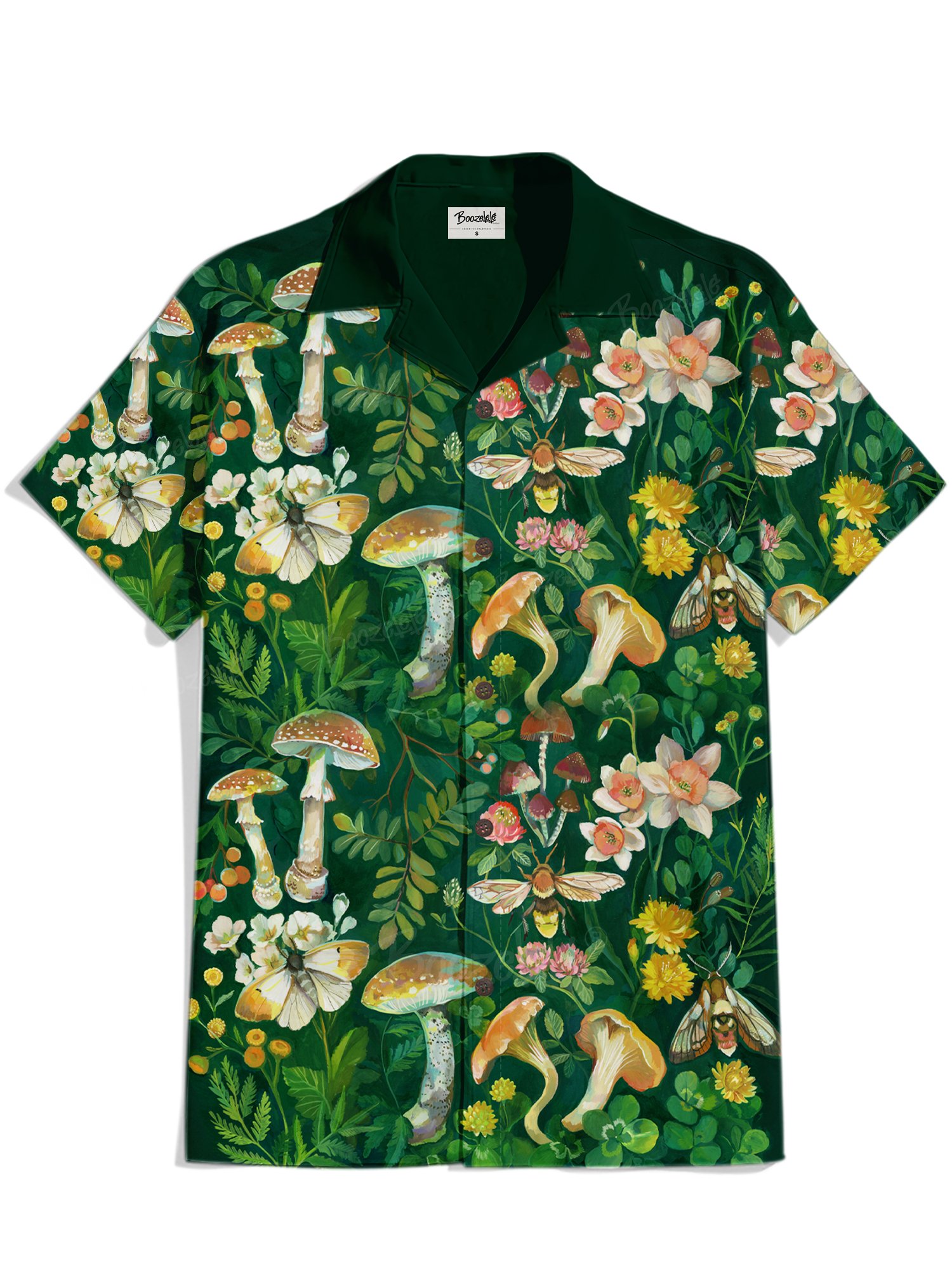 【Clara McAllister X Boozelele】Mushroom Forest - 100% Cotton Cuban Collar Shirt