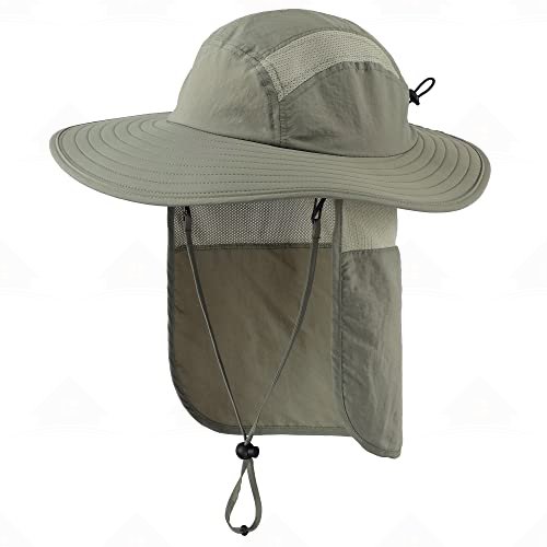 Customization - Home Prefer Mens UPF 50+ Sun Protection Cap Wide Brim Fishing Hat with Neck Flap Sun Hat for Men Women
