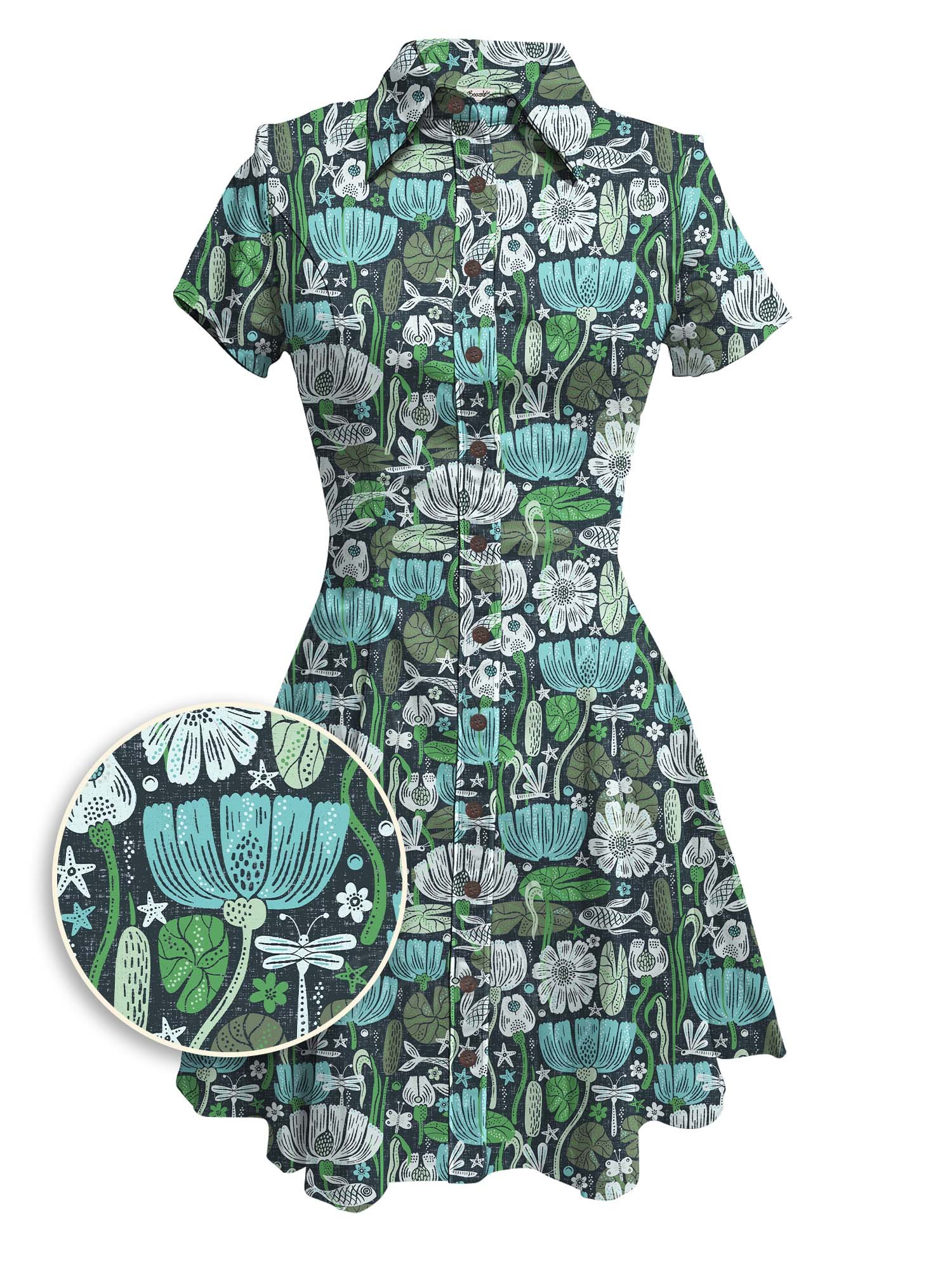 【Rebecca Elfast X Boozelele】Wonky Waterlilies Matter - 100% Cotton Dress