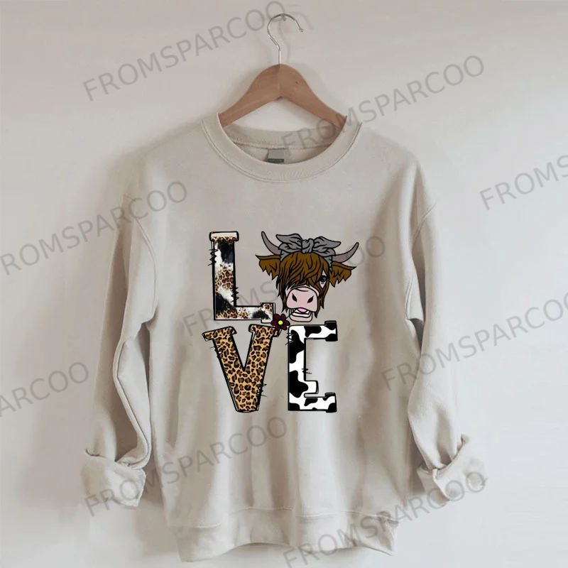 LOVE Leopard Cow Highland Cattle Swaetshirt