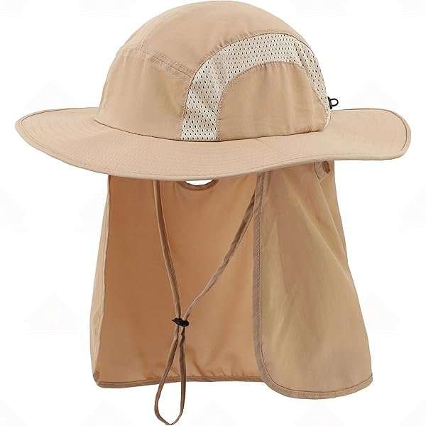 Home Prefer Men's Flap Mesh Sun Hat with UPF 50+ Wide Brim & Neck Flap Hiking Fishing Hats