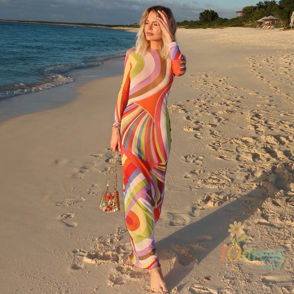 IO Dress Blifanbo Print Autumn Leopard Sexy Maxi Dress Women Long Sleeveless O Neck Elegant Slim Fashion Print Holiday Beach Long Dress