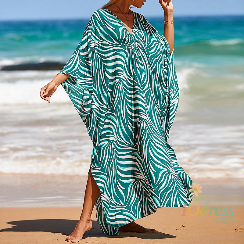 IO Dress Boho Sexy Women's Dress Apring Summer Fashion Cotton Printed Beach Cover Up Vacation Casual Bikini Proof Loose Dresses For Women
