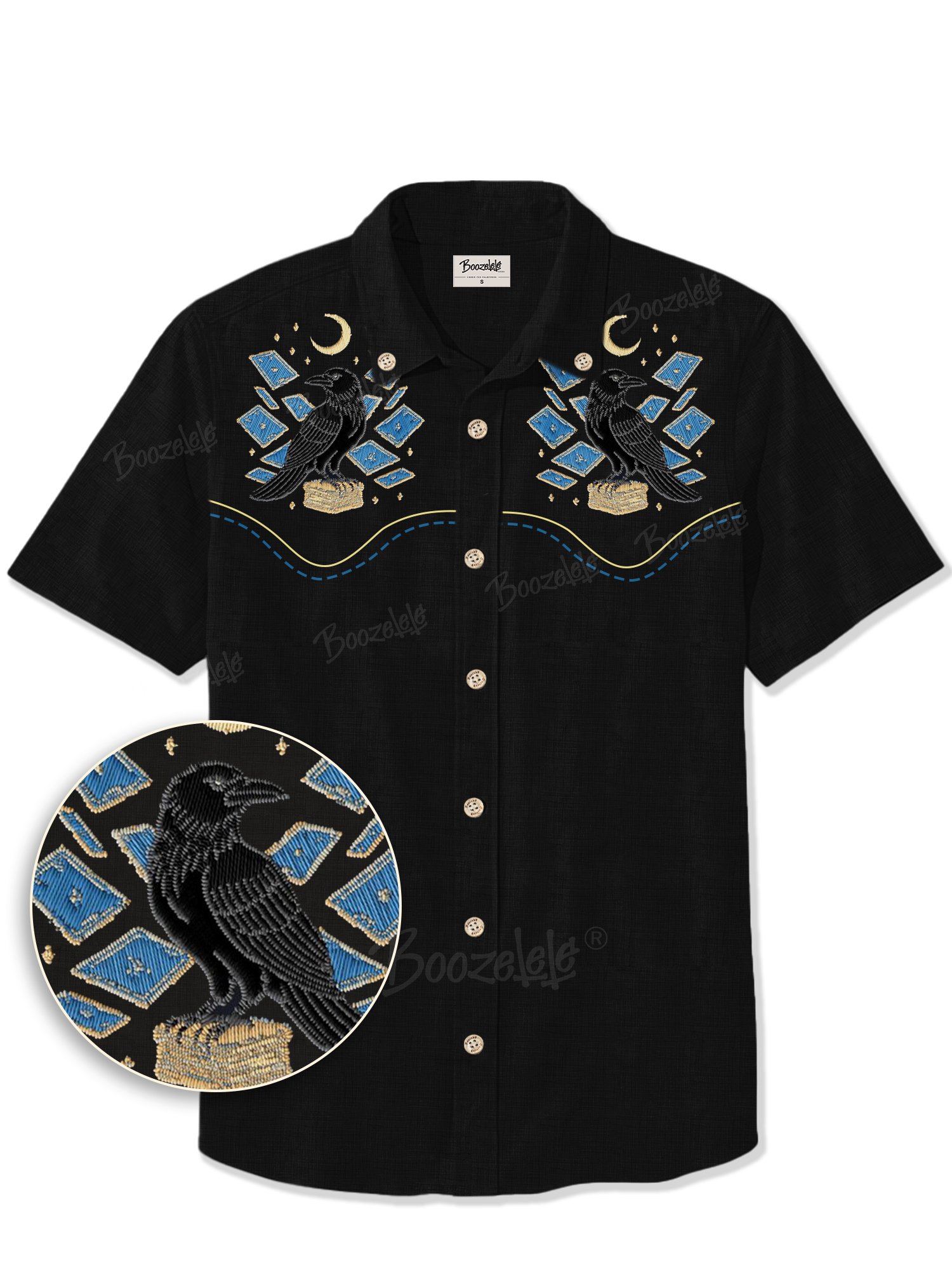 【Embroidery】Card & Crow  - 100% Cotton Shirt