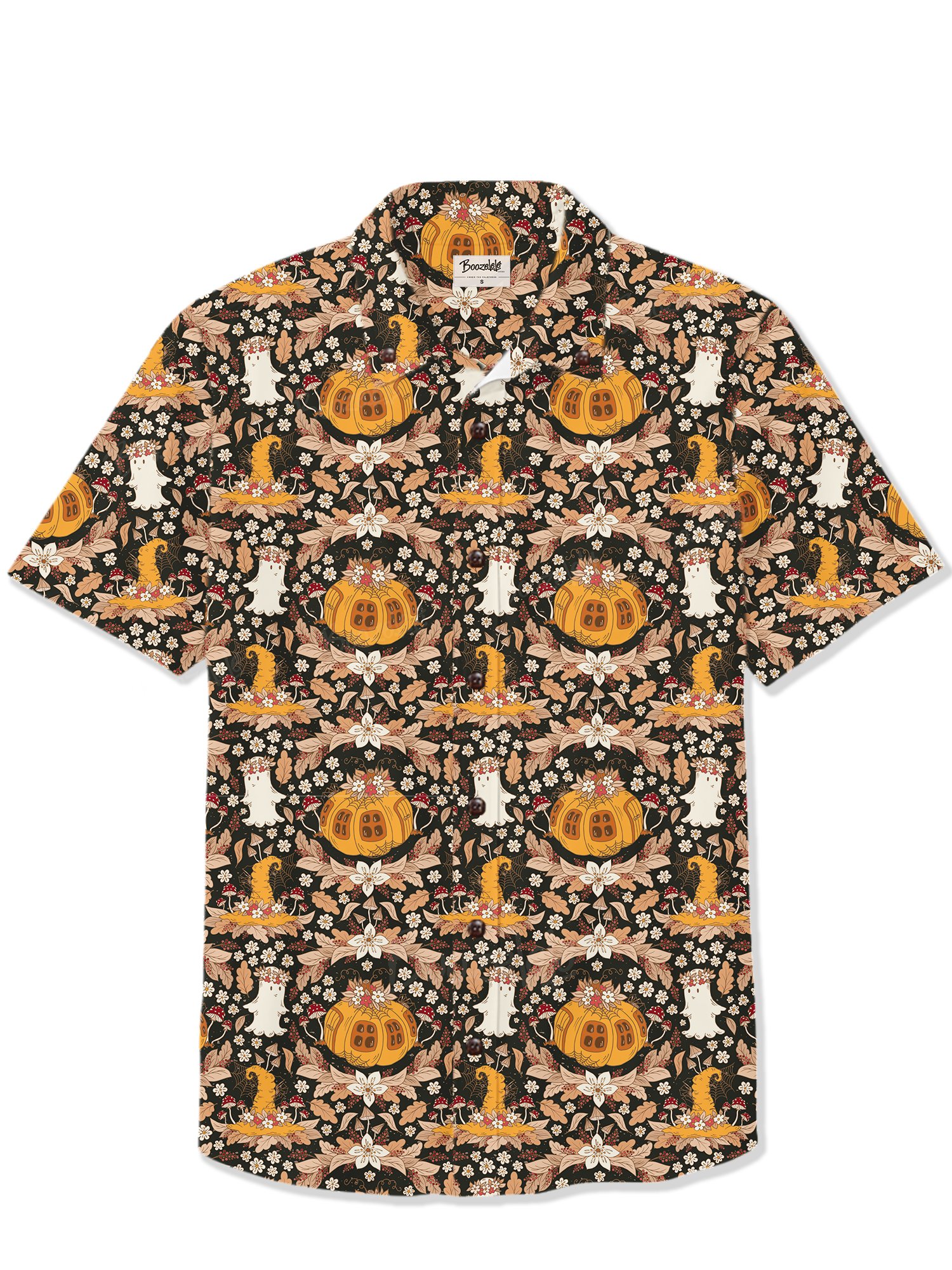 【Olena Kovalova  X Boozelele】Little Ghost Pumpkin House Pattern- 100% Cotton Shirt