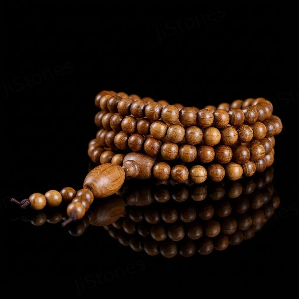JiStones Serenity Series: 108-Bead Six-Dao Natural Wood Mala Necklace