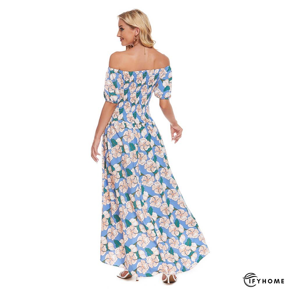Strapless halter print irregular split beach dress | IFYHOME