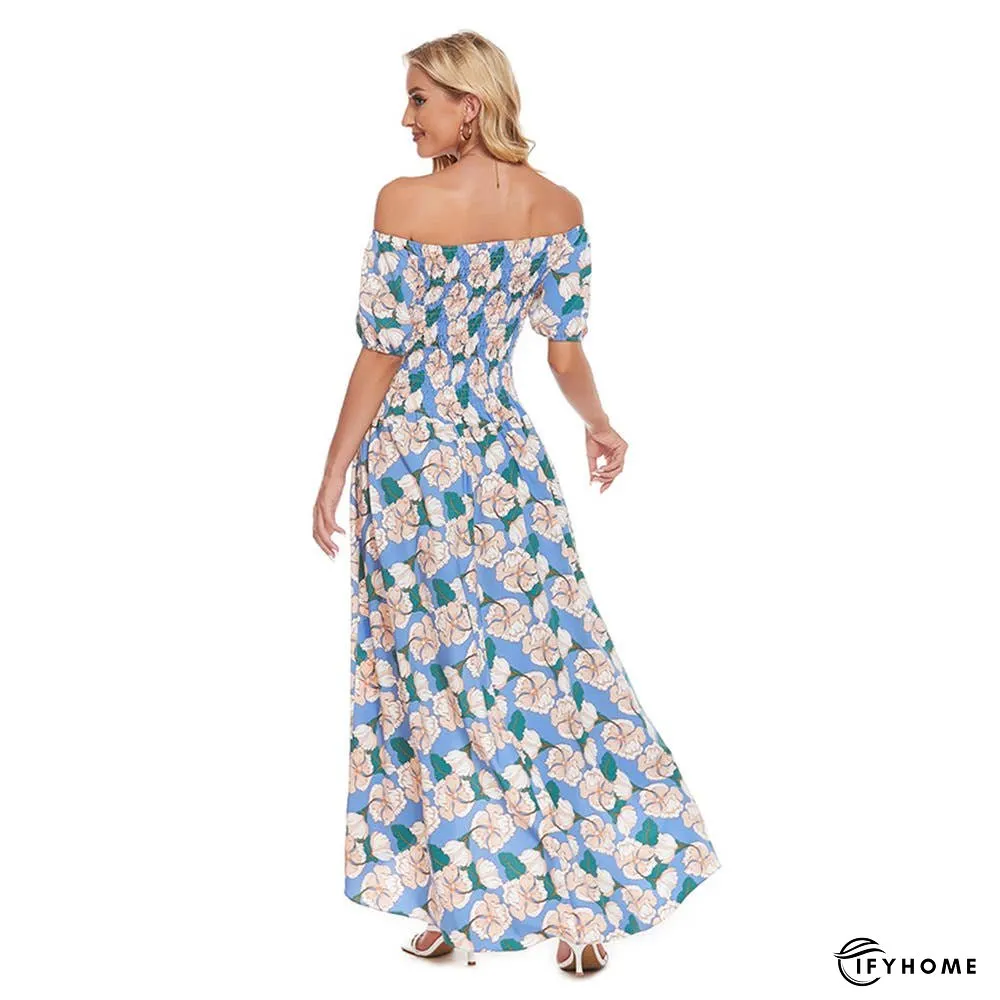 Strapless halter print irregular split beach dress | IFYHOME