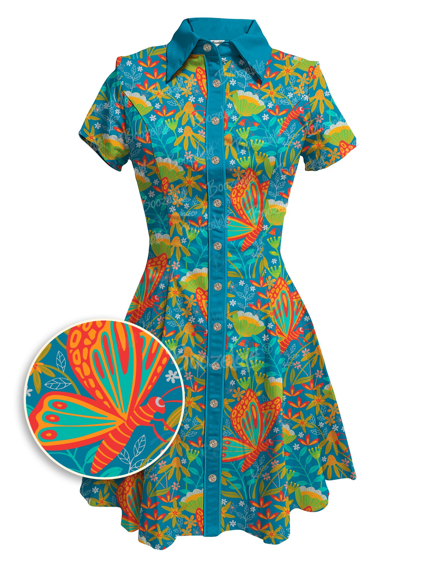 【Jackie Tahara X Boozelele】Tangled Garden Butterflies Brights- 100% Cotton Dress